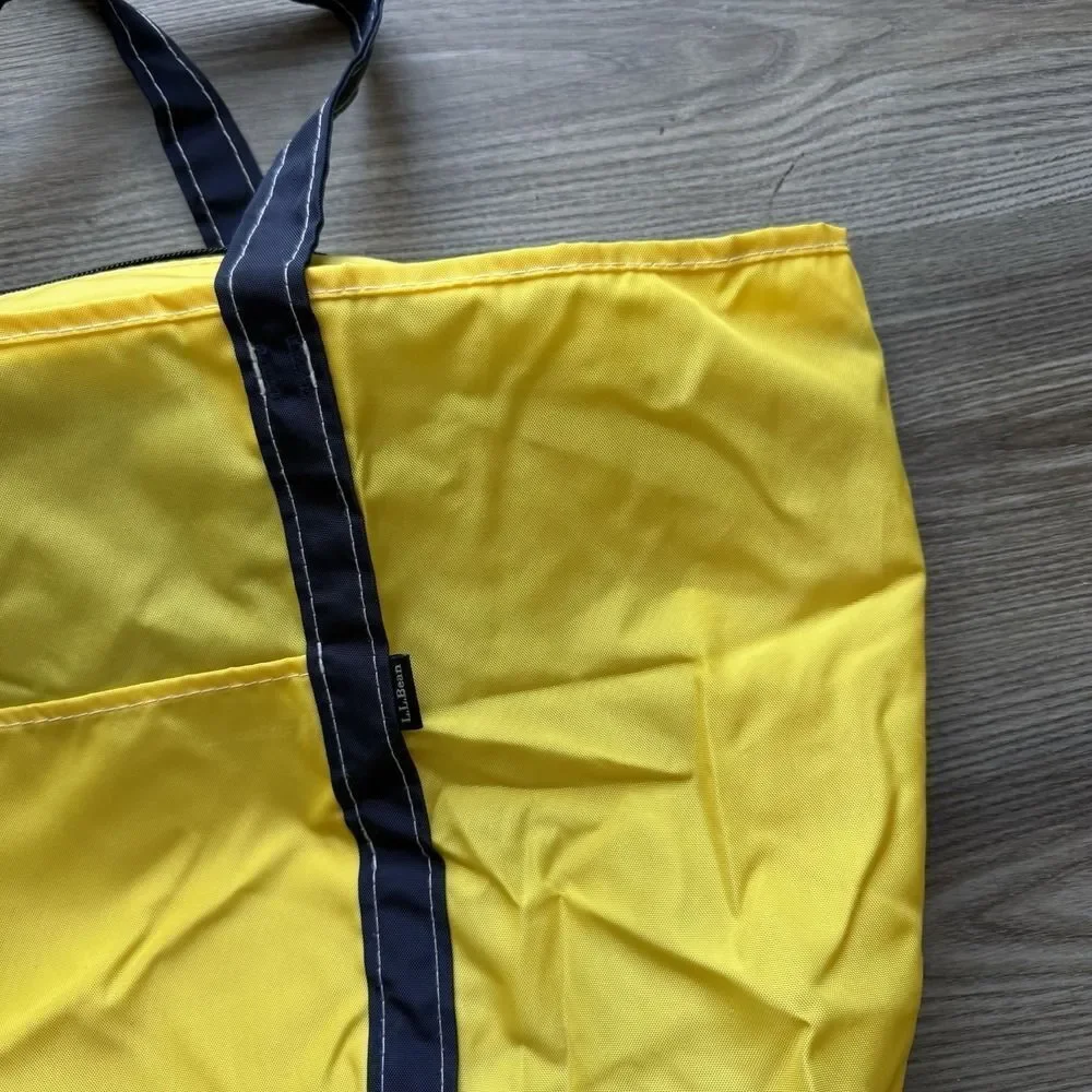 Vintage LL Bean Boat And Tote Bag Large Yellow Blue Nylon 80s 90s Rare